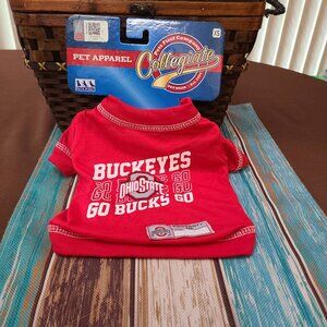 Collegiate Ohio State Buckeyes Graphic Dog T-Shirt Size Extra Small Red Multi